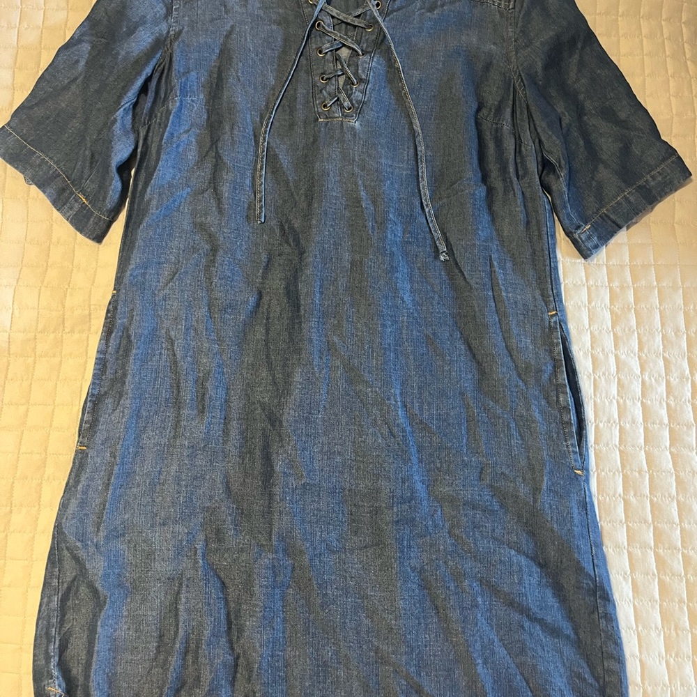 Philosophy Blue Lace-Up Dress Small